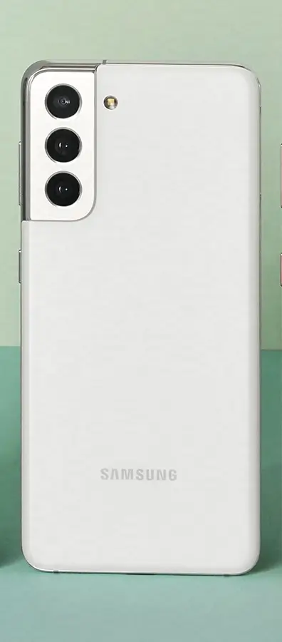 Galaxy S21 in Phantom White from the back