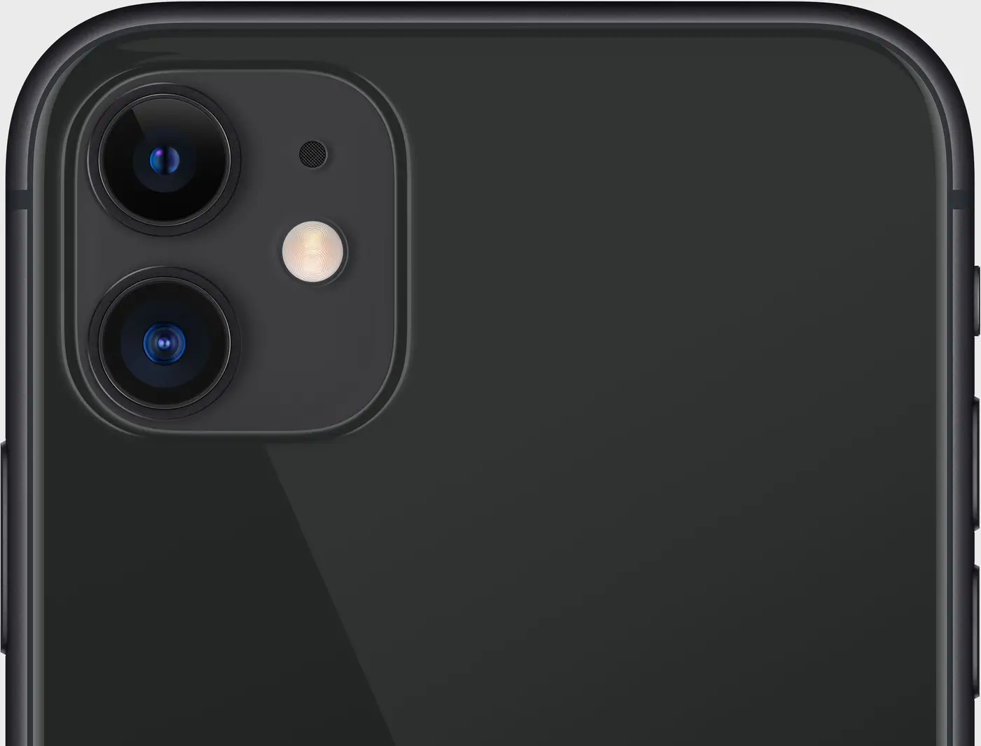 The dual camera on the back of iPhone 11 in Black