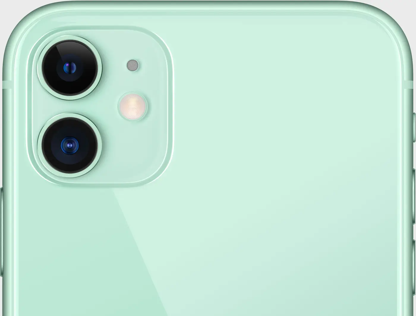 The dual camera on the back of iPhone 11 in Green