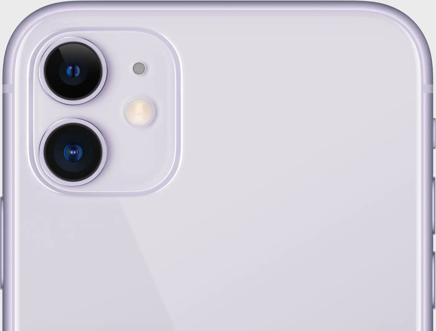 The dual camera on the back of iPhone 11 in Purple