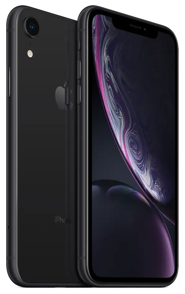iPhone XR in Black, back and front