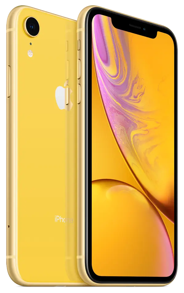iPhone XR in Yellow, back and front