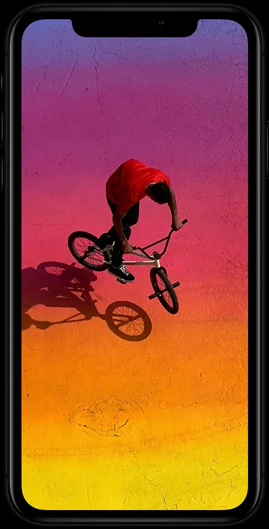 iPhone XR from the front, its screen running into the rounded corners