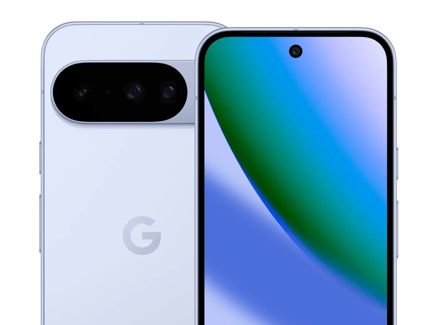 Pixel 10 in Frost, from the back and the front