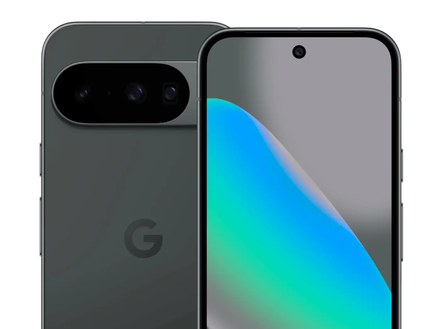 Pixel 10 in Obsidian, from the back and the front