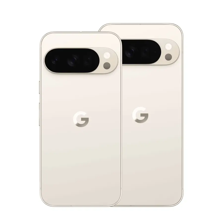 Pixel 10 Pro and Pro XL in Porcelain, from the back