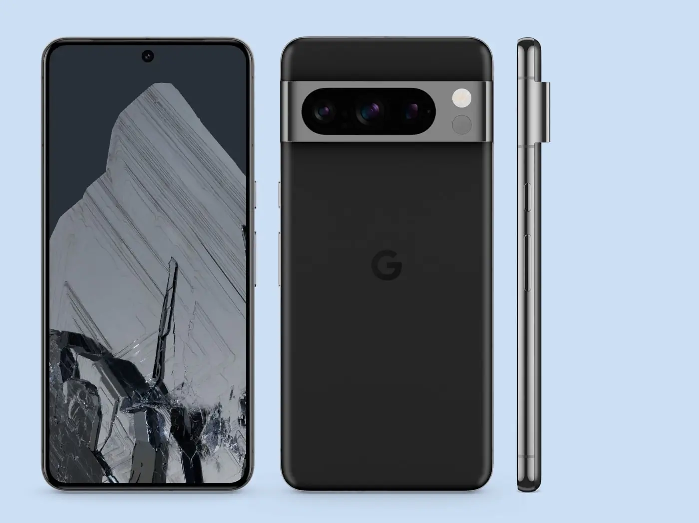 Pixel 8 Pro in Obsidian: the front, the back and the side