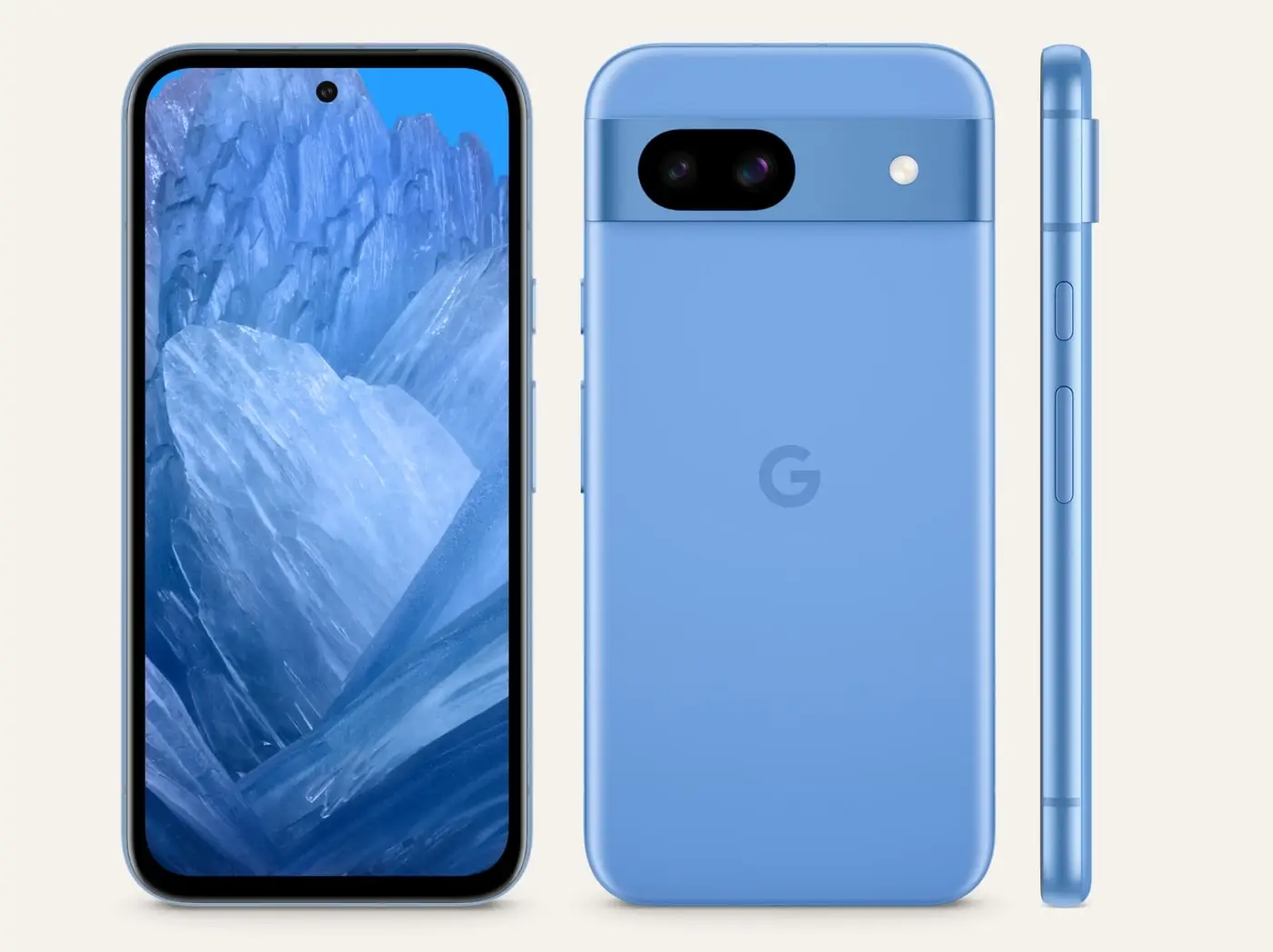Pixel 8a in Bay: the front, the back and the side